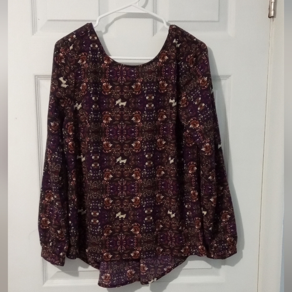 Cato Elegant Purple and Brown Blouse
